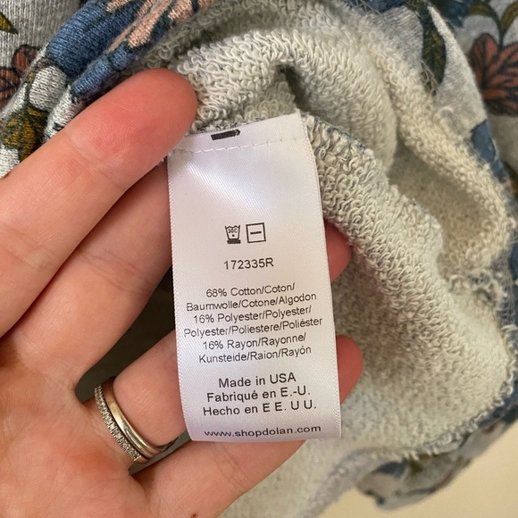 ANTHROPOLOGIE DOLAN TAGAWA GRAY FLORAL PRINT MULTICOLOR LONG SLEEVE SWEATSHIRT - Picture 4 of 8